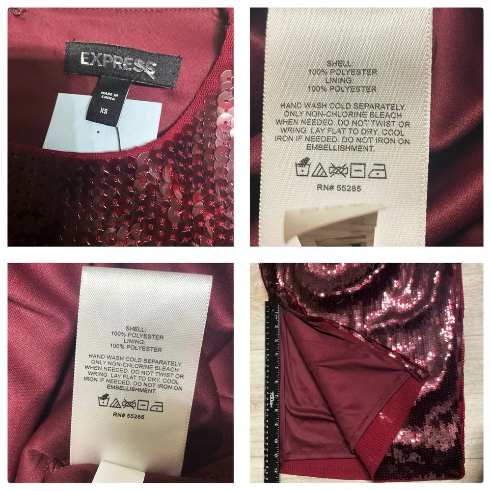 Express Burgundy Sequin Dress NWT - Picture 10 of 16